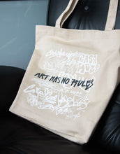 Load image into Gallery viewer, Artistic tote bag with an art quote written in a graffiti style