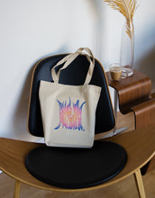 Load image into Gallery viewer, "Change your perspective" art quote in a thermal pink mishko effect on a tote bag