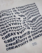 Load image into Gallery viewer, Warped text effect of an art quote on a tote bag