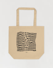 Load image into Gallery viewer, Wavy text effect of an art quote on a tote bag