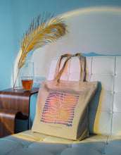 Load image into Gallery viewer, Distorted warped text tote bag with thermal effect