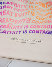 Load image into Gallery viewer, Gradient pink and purple wavy text effect on a tote bag
