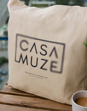 Load image into Gallery viewer, Canvas tote bag with a blurry text effect