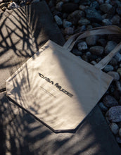 Load image into Gallery viewer, Distorted mishko text effect on a canvas tote bag