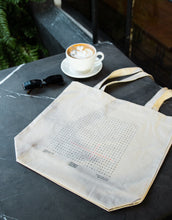 Load image into Gallery viewer, Minimalist word search graphic art tote bag design