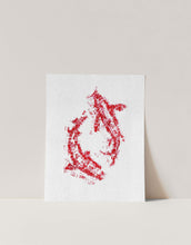 Load image into Gallery viewer, Red Ink Swimming Koi Fish Stamp Wall Art
