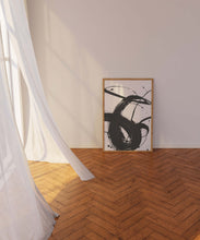 Load image into Gallery viewer, Spiralling Black Brush Strokes Abstract Modern Wall Art