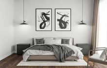 Load image into Gallery viewer, Black/White Wall Print Abstract Brushstrokes Set of 2