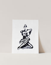Load image into Gallery viewer, Woman Sitting Black and White Minimalist Body Drawing