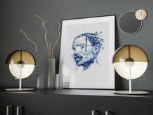 Load image into Gallery viewer, A$AP Rocky Print Abstract Stamp Art Blue Ink