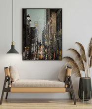 Load image into Gallery viewer, Night-time City Street After Rain Light Reflections Painting