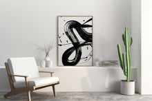 Load image into Gallery viewer, Black/White Brush Stroke Art Print Modern Scandinavian Decor