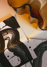 Load image into Gallery viewer, Spiralling Black Brush Strokes Abstract Modern Wall Art