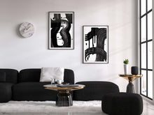 Load image into Gallery viewer, Black/White Brush Stroke Art Print Matching Abstract Set
