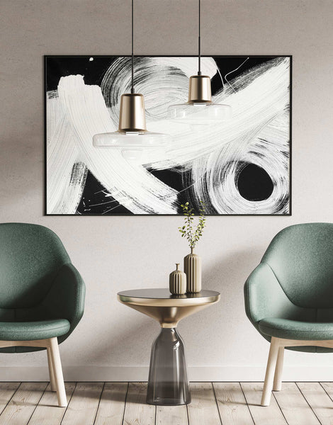 Spiralling White Brush Strokes Abstract Modern Wall Art