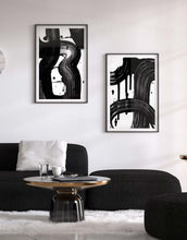 Load image into Gallery viewer, B&W Art Print Abstract Brushstrokes Set of 2