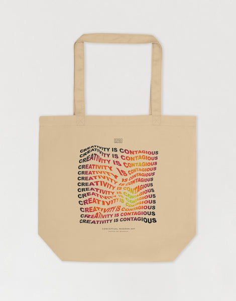 Thermal gradient wavy text effect tote bag