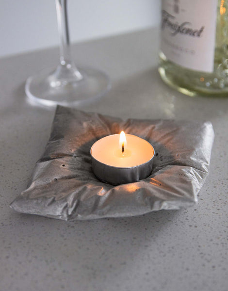 Single Candle Concrete Pillow