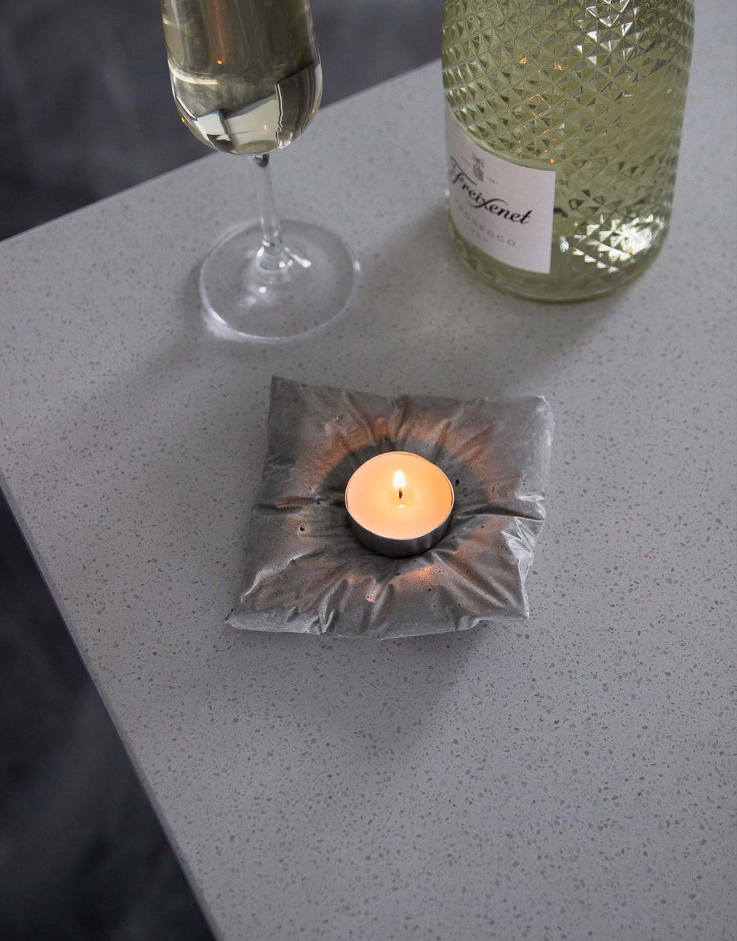 Single Candle Concrete Pillow