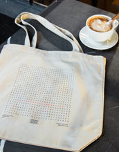 Load image into Gallery viewer, Canvas tote bag design with a word search graphic
