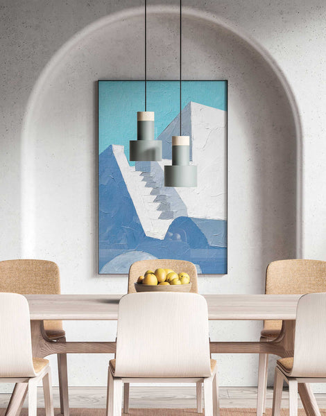 Greece White and Blue Staircase Large Art Print