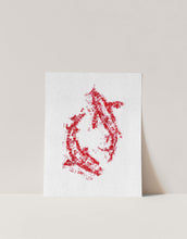 Load image into Gallery viewer, Red Ink Swimming Koi Fish Stamp Wall Art
