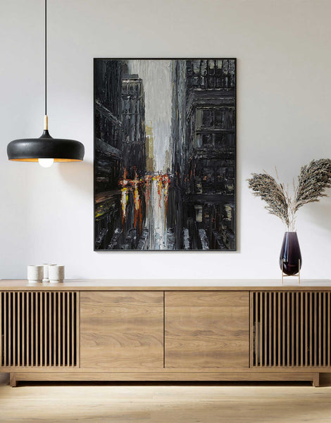 City Buildings Painting Abstract Street Cityscape Wall Print