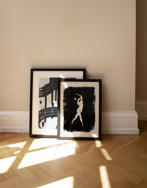 Black and White Abstract Female Silhouette Acrylic Painting