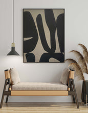 Load image into Gallery viewer, Black and Beige Modern Abstract Shapes Art Print
