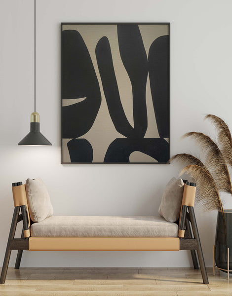 Black and Beige Modern Abstract Shapes Art Print