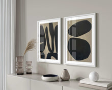 Load image into Gallery viewer, Set 2 Black and Brown Contemporary Wall Prints
