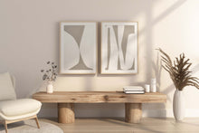 Load image into Gallery viewer, Set 2 White and Beige Modern Shapes Print
