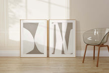 Load image into Gallery viewer, Set 2 White and Beige Abstract Shapes Print
