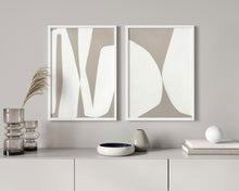 Load image into Gallery viewer, White on Beige Abstract Shapes Minimalist Wall Art

