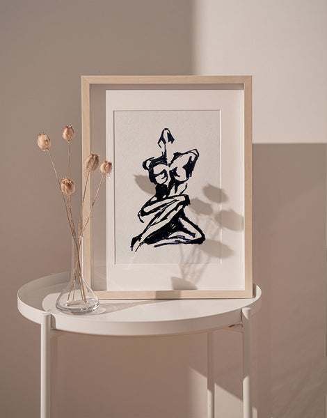 Woman Body Silhouette Print Outline Drawing Wall Art
