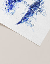 Load image into Gallery viewer, Blue Ink Stamp Details of the Art Print
