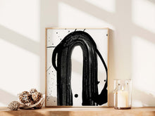 Load image into Gallery viewer, Black and White Brushstroke Arch Minimalist Wall Print
