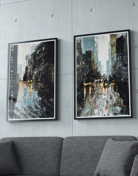 Set of 2 Abstract Cityscape Wall Prints Canada