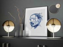 Load image into Gallery viewer, A$AP Rocky Print Abstract Stamp Art Blue Ink
