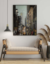 Load image into Gallery viewer, City Lights Painting Rain Reflection Cityscape Art Print
