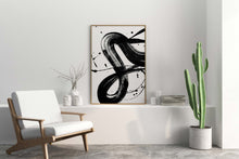 Load image into Gallery viewer, Black/White Brush Stroke Art Print Modern Scandinavian Decor
