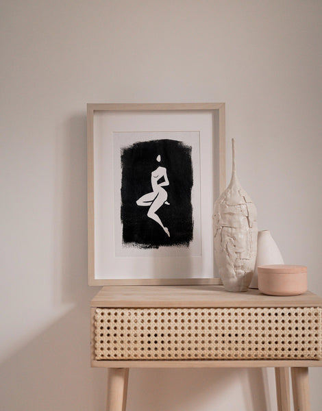 Contemporary Female Body Figure Black and White Print