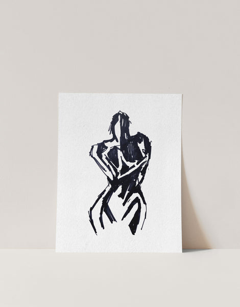 Nude Female Body Abstract Sketch Minimalist Wall Art