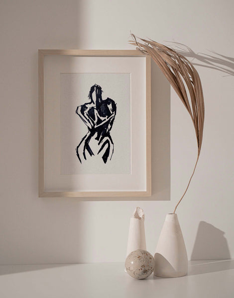 Black and White Wall Art Female Body Line Drawing