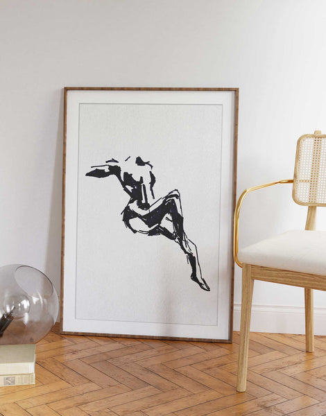 Black and White Wall Art Female Body Drawing