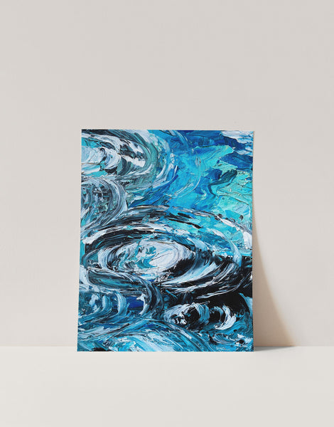 Abstract Blue Water Rings Painting Art Print