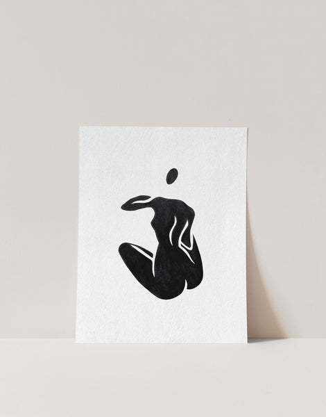 Woman Body From Behind Silhouette Print Figure Painting