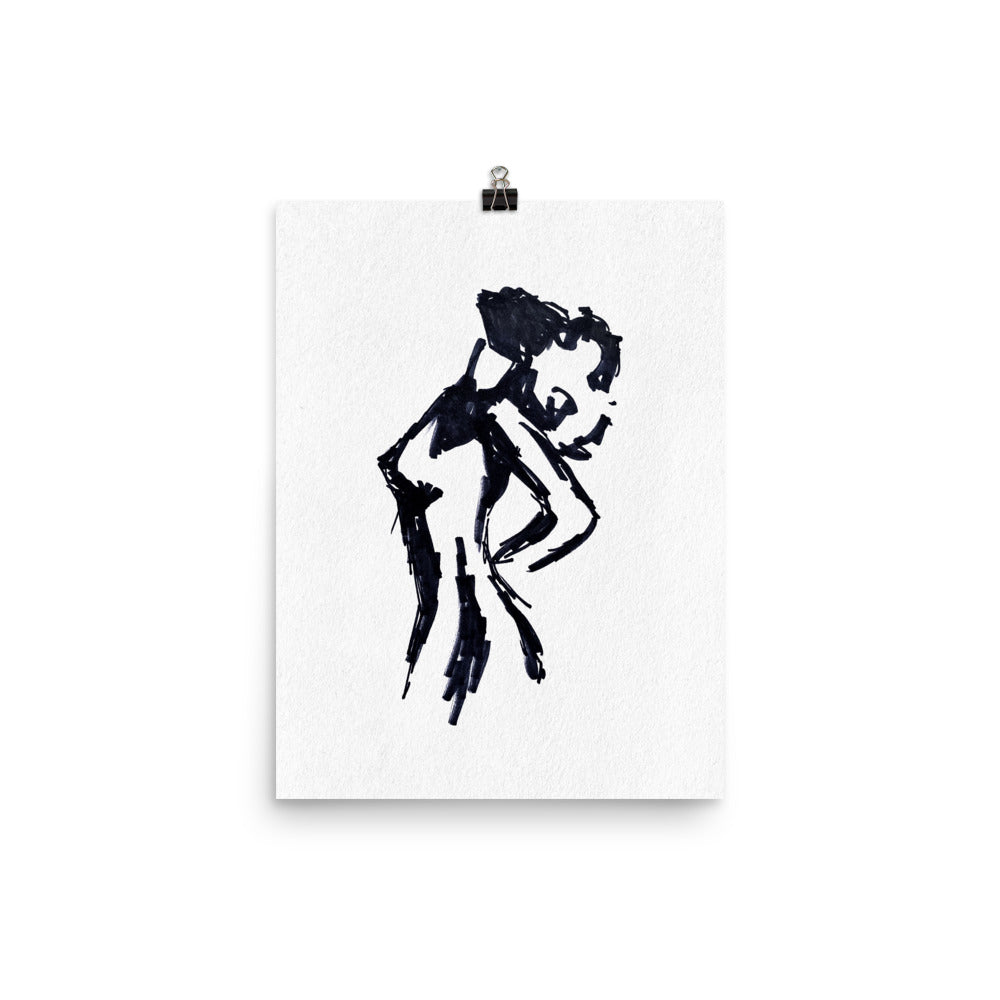 12x16 Thoughts Drawing Art Print Body Language Collection